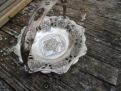 Antique  Sterling Silver ? NUT CANDY DISH BOWL JAPAN SWING HANDLE OLD RARE • $12