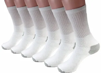 New 12 Pairs Mens White Solid Sports Crew Socks Cotton USA Long Size 10-13  • $16.95
