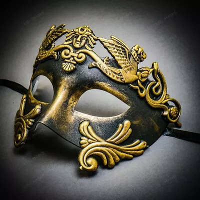 NEW Roman Greek Emperor Masquerade Venetian Halloween Party Mask For MEN Gold • $14.99