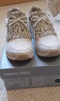 MARCO TOZZI  Trainers Sz 6 Cream/gold/fringed. • £10