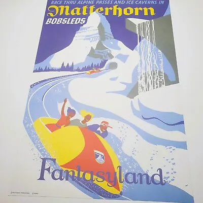 Matterhorn Bobsleds Poster Authentic Disney Print Disneyland 12x18 Fantasyland • $100