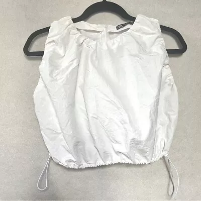 ZARA Puffy White Vest Crop Top Size S • $40