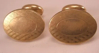Engrave Ready 14k Gold Plated KREMENTZ PLATE Bean Back Vintage Cuff Links • $40.49