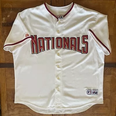 Washington Nationals Baseball Jersey Majestic Sewn Stitched USA Made XXL White • $45