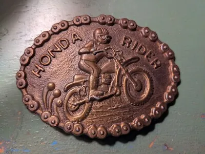 HONDA RIDER MOTOCROSS CHAIN BELT BUCKLE! VINTAGE! 1980s! USA! RIDER • $21.99