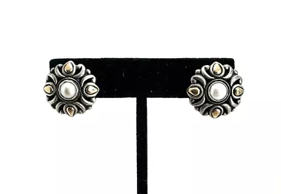 John Hardy Sterling Silver 18K Round Pearl Leverback Pierced Earrings • $179.99