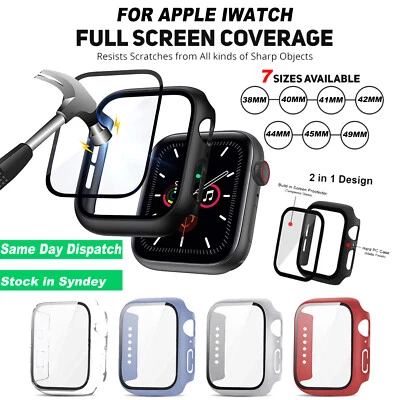 $5.98 • Buy For Apple Watch IWatch Full Tempered Screen Protector Cover8 7 6 5 41 42 44 45mm