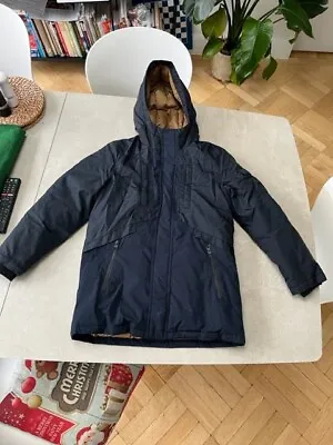 Brilliant ZARA BOYS Size 11/12 Yrs 152 Cms Navy Long Hooded Quilted Coat • £11