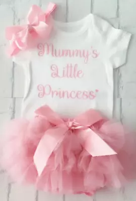 Mummy's Little Princess Outfit Baby Girls Frilly Tutu Knickers Baby Pink Newborn • £8.99