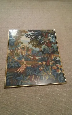 VTG MARGOT De PARIS Flamande Tapisserie TAPESTRYFramed 28x22 Birg Forest Arch • $299.99