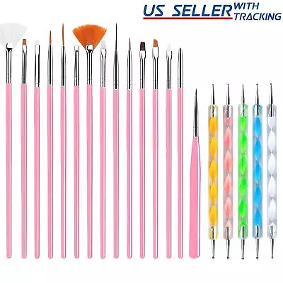 20pc Set Nail Art Design Dotting Painting Drawing Polish Brush Pen Tools Pink • $6.19