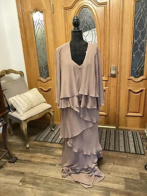 Mother Of Bride Marsoni Dress Size 16 Taupe Chiffon Gown • $150