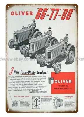 1949 Oliver Tractor Farm Equipment Metal Tin Sign Office Restaurant Decor • $18.93