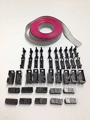 Flat Cable 10 Pin Pins Wires IDC Ribbon 12ft X 12mm Wide 10 Set IDC Connector • $9.95