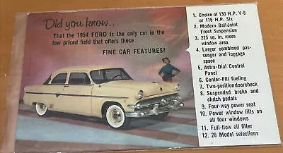 1954 FORD 12 Features Original Advertising Postcard O • $2.99