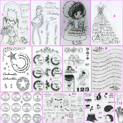 Happy Birthday Greeting Lace Transparent Silicone Clear Stamps Scrapbook Stamp • £1.19