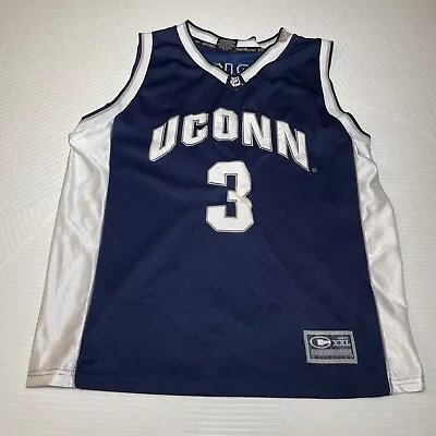 UCONN Huskies Men Basketball Jersey Adult XL 3 Blue NCAA Vintage College Team • $35