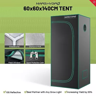 $28 • Buy Mars Hydro 60x60x140cm Indoor Grow Tent Hydroponics Plants Growing Box Black