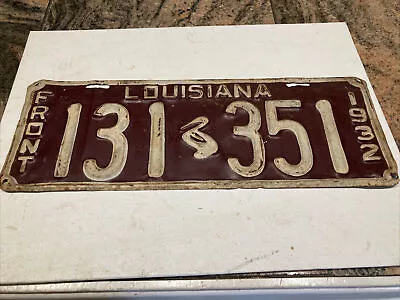 Vintage 1932 Louisiana Front License Plate With Pelican  Cajun Barn Find • $175