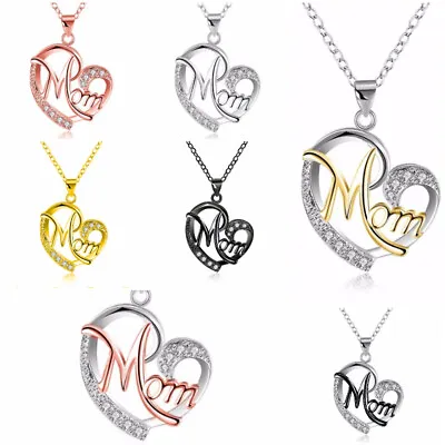 Girl 925 SilverGold Mom Necklace Pendant Romantic Women Cubic Zircon Jewelry • $1.99