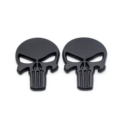 Black Metal Rear Trunk Skull 3D Badge Side Wing Fender Emblem Car Sticker Decal • $5.93