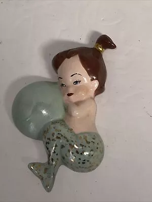 Vintage 1970 Ceramic Sleeping Mermaid On Bubble Bath Wall Decor • $39.99