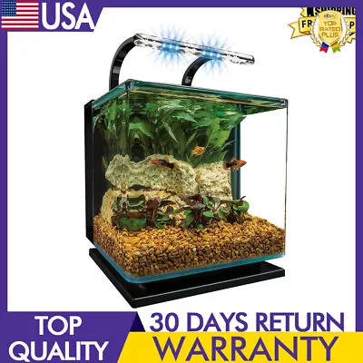 Contour Glass Aquarium Kit W/ Hinged Led Rail Light Sliding Canopy Lightweight • $91.71