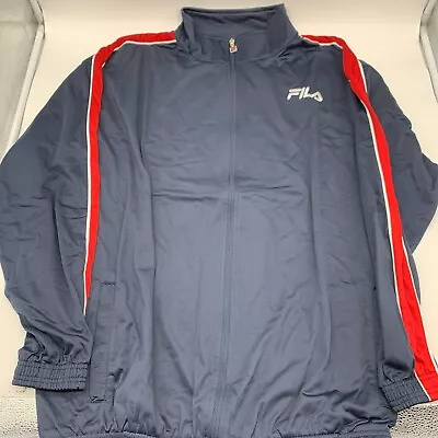 Fila Mens Blue Red Big & Tall Embroidered Logo Full Zip Track Jacket Size 4XLT • $21.50