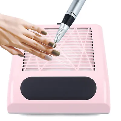 80W Nail Dust Collector Nail Dust Suction Fan Manicure Nail Vacuum Cleaner Pink • $28.50