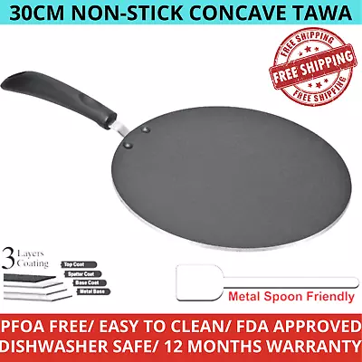 £10.79 • Buy 30cm Non Stick Concave Tawa Tava Pan Indian Naan Chapati Roti Flat Bread Pancake