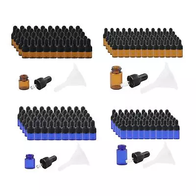 50Pcs Mini Essential Oil Bottles Empty Screw Top Lids Glass Dropping Bottles • £19.21