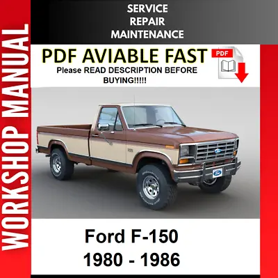 Ford F-150 1980 1981 1982 1983 1984 1985 1986 Service Repair Workshop Manual • $8.99