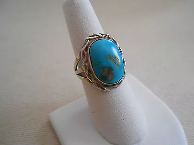 Vintage Southwest Sterling SilverTurquoise Cabochon Ring  302205 • $45