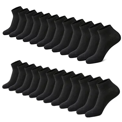 3-12 Pairs Mens Plain Solid Cotton Sports Ankle Athletic Socks Low Cut Size 9-13 • $6.99