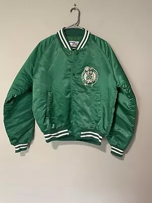 Vtg Chalk Line NBA Boston Celtics Satin Spell Out Jacket Sz LG USA Made- Stains • $70