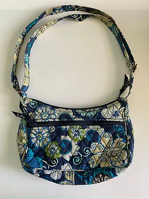 Vera Bradley Mod  Floral Blue Small Handbag Messenger  Cross Body Cotton RETIRED • $12