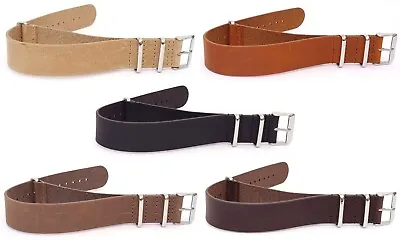 £8.99 • Buy Leather NATO Watch Strap Genuine Top Grain Leather In 18mm 20mm 22mm