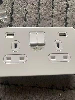Schneider Ultimate Screwless White Painted 13A Double USB Socket White Insert • £25