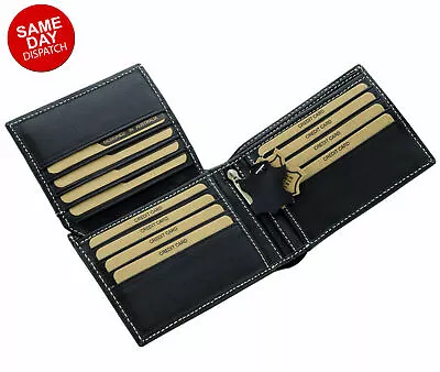 $99.99 • Buy Mens GENUINE Leather Wallet Slim RFID Blocking Trifold Pocket Purse Card Holder