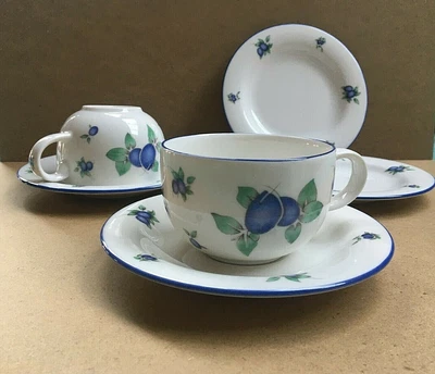 £18 • Buy Vintage Royal Doulton Blueberry Tea Set 2 X Cup/Saucer/side Plates