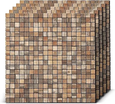 Midcard 10-Sheet Peel And Stick Backsplash Nature's Wood PVC Mosaic Tiles 12x12 • $29.99