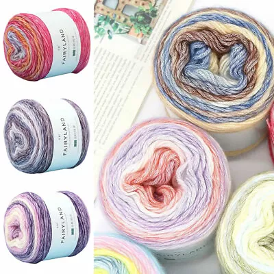 $7.69 • Buy 100g Knitting Cotton Wool Yarn Gradient Tie Dyed Yarn Crochet For Sweater Scarf