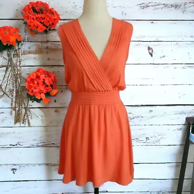 Women's Love Riche Orange Short Sleeveless Fit And Flare Dress Size Small EUC • $18.99