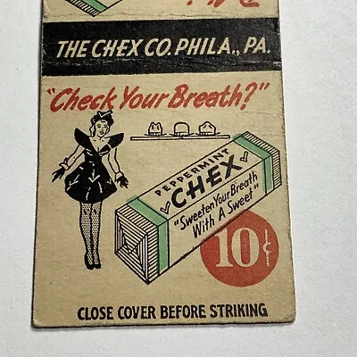 Matchbook Cover Chex For Breath Mint Gum Candy ? Pin Up Pretty Girl • $5.88