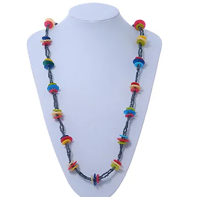 £8.89 • Buy Long Multicoloured Acrylic 'Button' Necklace - 80cm Length