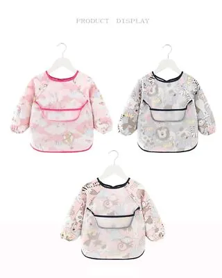 LONG SLEEVE Kids / Baby Bibs Feeding Apron WATERPROOF COMFORTABLE WEAR Wearing • £3.79