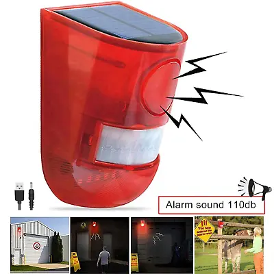 Solar Alarm LED Light Solar Strobe Light Wireless Motion Sensor Detector Outdoor • $45