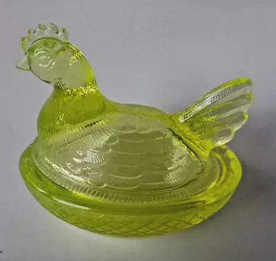 Degenhart Small Vaseline Glass Hen On Nest GLOWS • £42.75