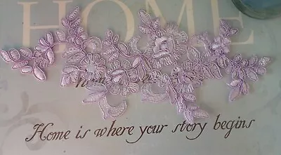 Light   Lilac Lace Applique 10.5 X 4 Iches • £3