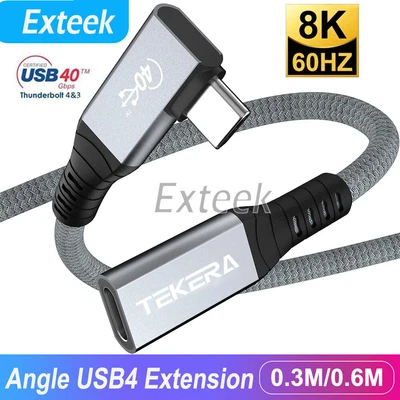 $37.95 • Buy Angle USB4 Extension Cable 40Gbps 100W Type-C 4.0 Thunderbolt 3/4 8K@60Hz Video